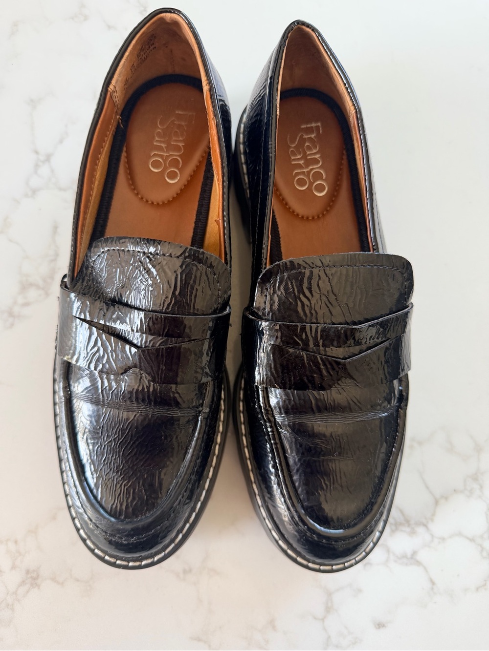 Franco Sarto Men’s Black Glossy Penny Loafers